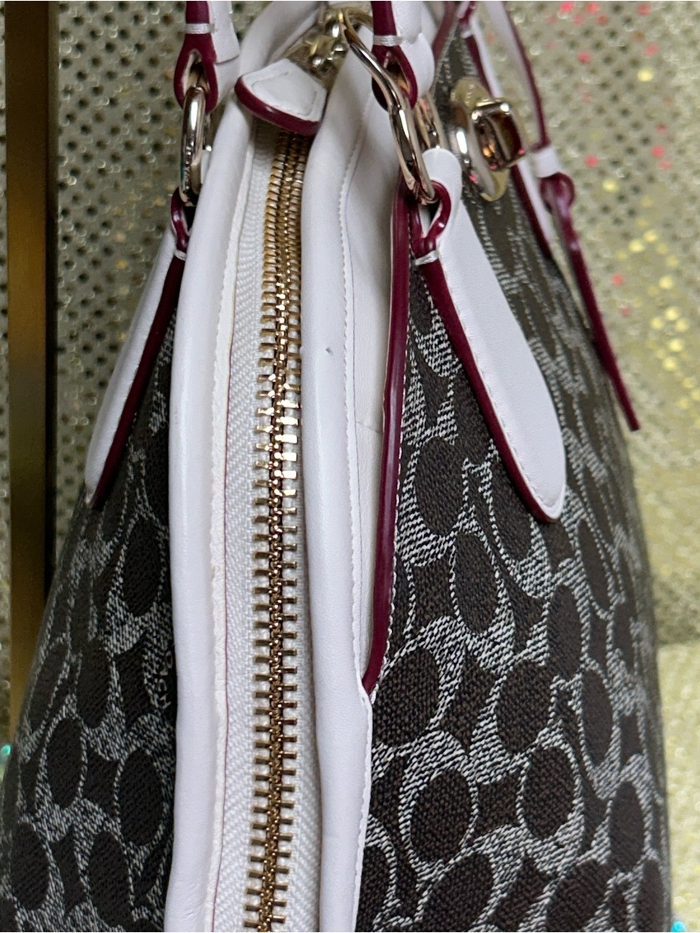 Coach Prince Street Mini Satchel with Chalk White Trim Approx. 15 x 9 x 5 - Picture 7 of 17